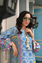 Reema Ahsan - Isabel - PK Raw Silk - Blue & Off-White - 2 Piece